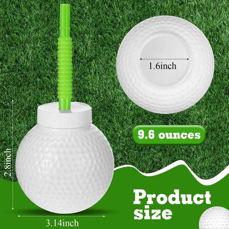 Sawysine 12 Set Golf Ball Cups with Straws and Lids - 10 oz Reusable Golf Plastic Cups Bulk for Kids Birthday Theme Party Supplies - Image 3