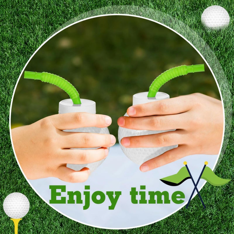 Sawysine 12 Set Golf Ball Cups with Straws and Lids - 10 oz Reusable Golf Plastic Cups Bulk for Kids Birthday Theme Party Supplies - Image 5