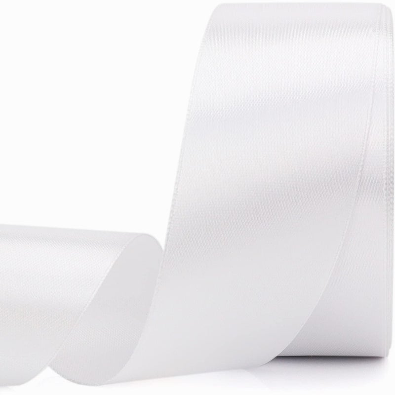 Nsilu 25 Yards 1-1/2 inches Wide Satin Ribbon Suitable for Wedding, Party and Gift Box Packaging Ribbon (White, 1-1/2") - Image 1