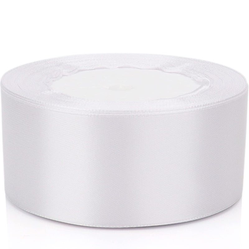 Nsilu 25 Yards 1-1/2 inches Wide Satin Ribbon Suitable for Wedding, Party and Gift Box Packaging Ribbon (White, 1-1/2") - Image 5