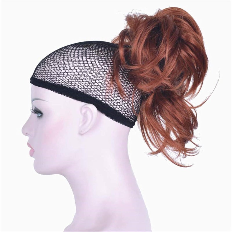 Aimole Adjustable Messy Style Ponytail Clipon Straight Wig Short Extensions Hair Synthetic Hairpiece 130 Copper red
