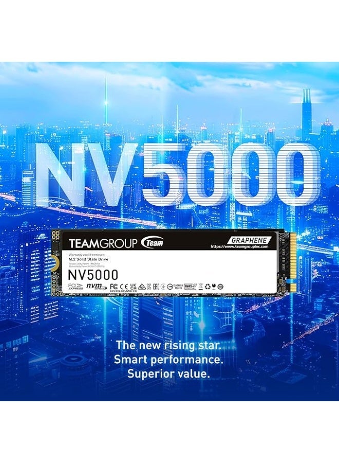 تيم جروب قرص صلب SSD من نوع TEAM GROUP M.2-2280 PCI-E Gen4x4 NV5000 بسعة 2 تيرابايت - TM8FGM002T0C101 - Image 3