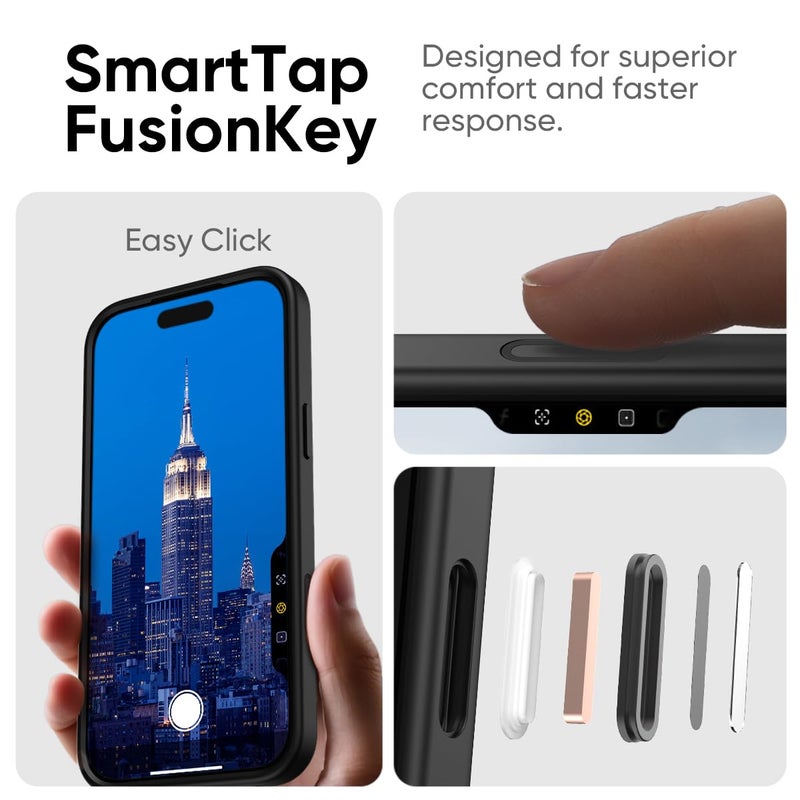 FLOLAB حافظة FLOLAB Surtect Tri-Fusion المغناطيسية لجهاز iPhone 17 Pro تصميم نحيف واقي متوافق مع Magsafe بدرجة عسكرية - أسود غير لامع شفاف بالكامل - Image 4