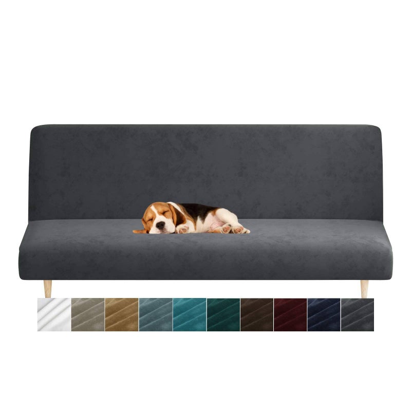 MAXIJIN MAXIJIN Velvet Futon Cover Full Size Stretch Futon Mattress Cover Thick Soft Armless Sofa Bed Slipcover Plush Couch Furniture Protector with Elastic Bottom Machine Washable Gray 