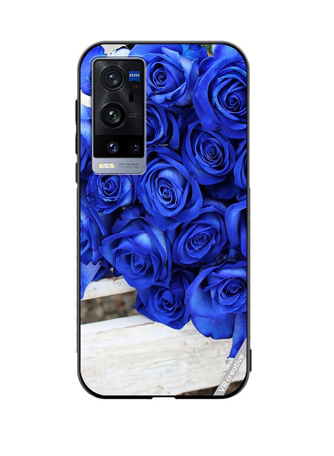 VR CREATIVE Protective Case Cover For Vivo X60 Pro Plus Blue Flower Design Multicolour - Image 1