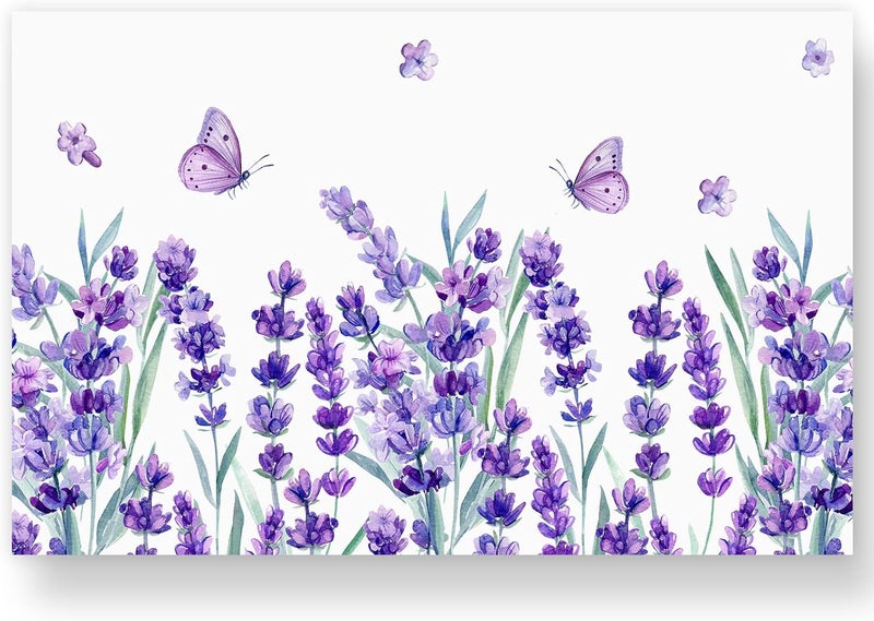 AnyDesign 50 Pack Lavender Paper Place Mats Purple Flower Butterfly Disposable Placemats Seasonal Spring Summer Floral Decorative Paper Table Mats for Wedding Dinner Table Setting 11 x 17 Inch - Image 1