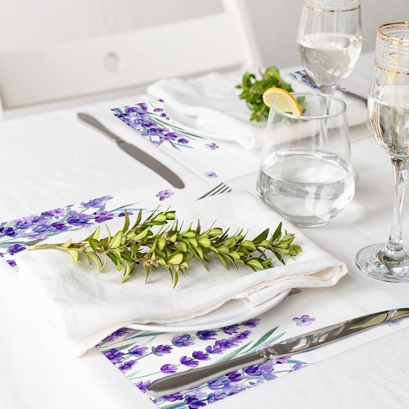 AnyDesign 50 Pack Lavender Paper Place Mats Purple Flower Butterfly Disposable Placemats Seasonal Spring Summer Floral Decorative Paper Table Mats for Wedding Dinner Table Setting 11 x 17 Inch - Image 3