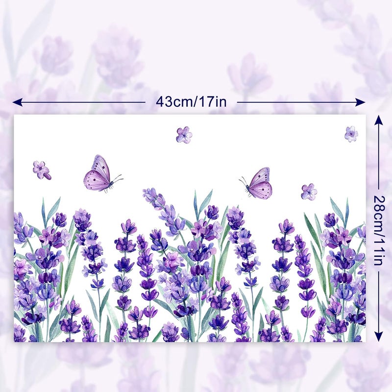 AnyDesign 50 Pack Lavender Paper Place Mats Purple Flower Butterfly Disposable Placemats Seasonal Spring Summer Floral Decorative Paper Table Mats for Wedding Dinner Table Setting 11 x 17 Inch - Image 2