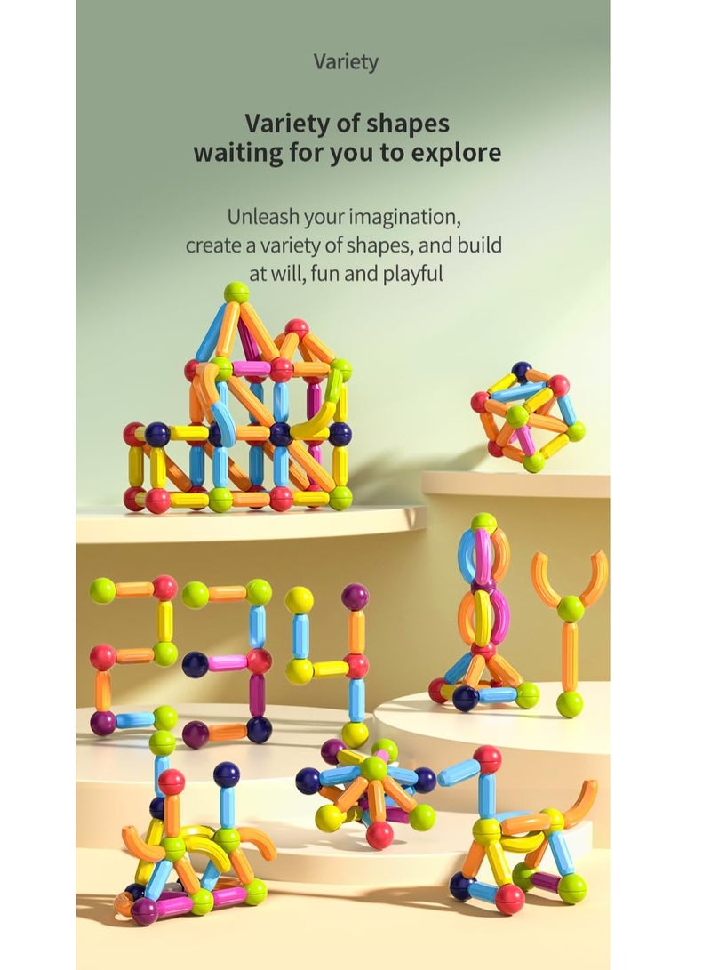 بيبي مجموعة صندوق ألوان مغناطيسي ثلاثي الأبعاد من Baybee، 66 قطعة، ألعاب للأطفال الصغار 3+ بناء مكعبات البناء، ألعاب تعليمية حسية لمرحلة ما قبل المدرسة تنوير الإبداع والبلاط المغناطيسي المبكر - Image 4
