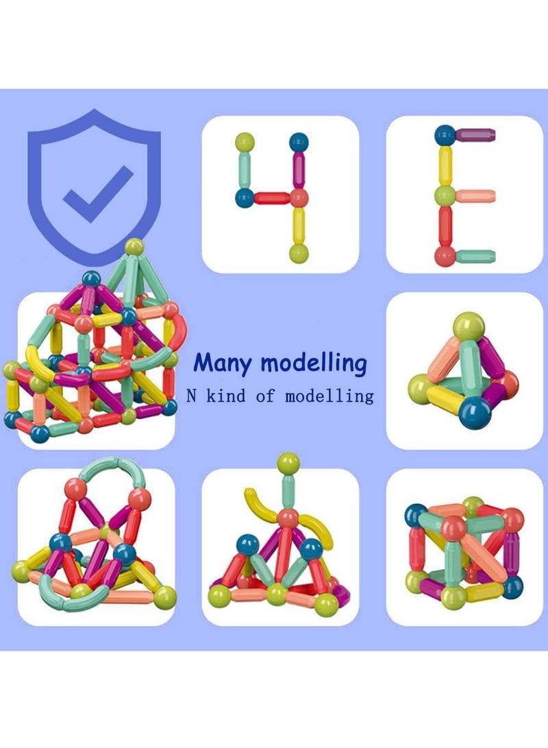 بيبي مجموعة صندوق ألوان مغناطيسي ثلاثي الأبعاد من Baybee، 66 قطعة، ألعاب للأطفال الصغار 3+ بناء مكعبات البناء، ألعاب تعليمية حسية لمرحلة ما قبل المدرسة تنوير الإبداع والبلاط المغناطيسي المبكر - Image 3