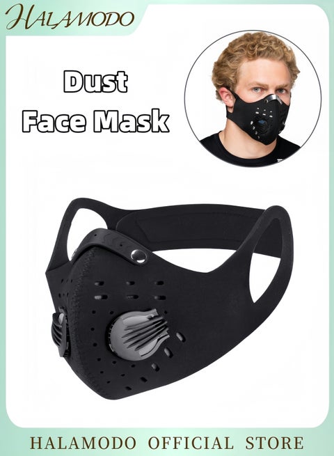 Adjustable Reusable Dust Mask with Valve Lightweight Anti-Pollution Face Shield for Outdoor Activities Cycling Running and Sports Protection