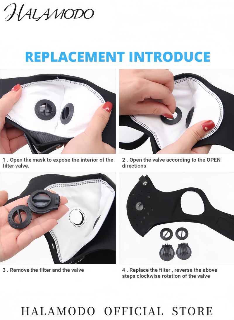HALAMODO Adjustable Reusable Dust Mask with Valve Lightweight Anti-Pollution Face Shield for Outdoor Activities Cycling Running and Sports Protection  - Image 4