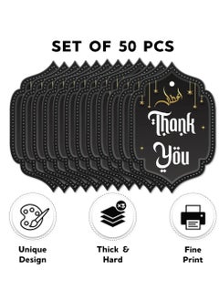 Generic 50 Pcs Thank You Tags for Ramadan/Eid (Black), Thank You Tags, Eid Decorations, Ramadan Decorations, Tags for Ramadan Party, Eid Party Supplies  - Image 2