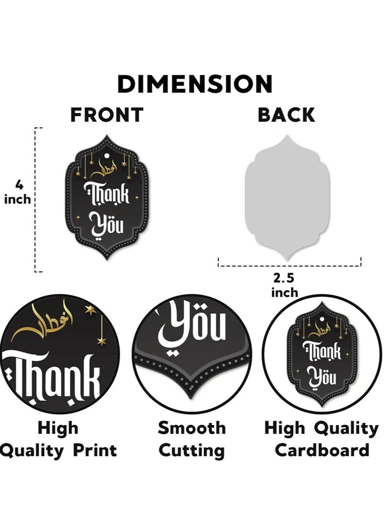 50 قطعة من علامات الشكر لرمضان/العيد (أسود)، علامات الشكر، زينة العيد، زينة رمضان، علامات لحفلة رمضان، مستلزمات حفلات العيد - Image 3