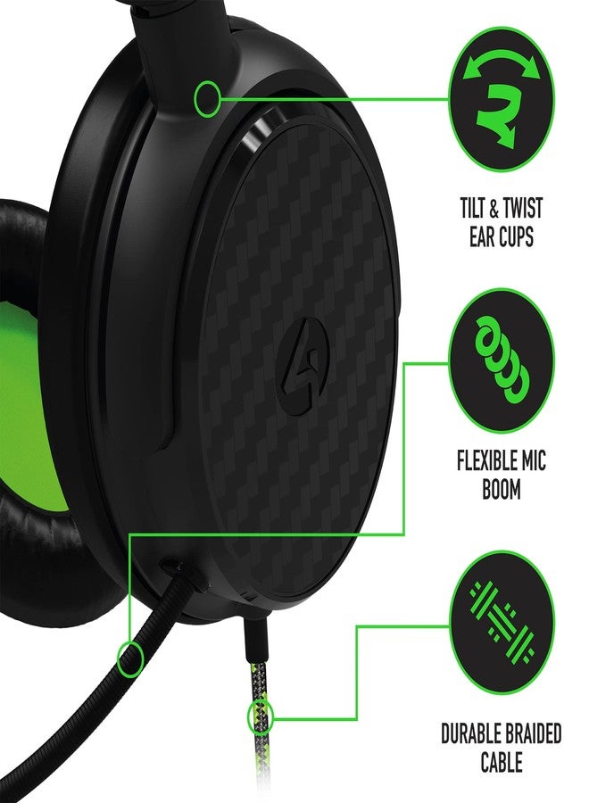 4Gamers C6-100 Black & Green Over Ear Gaming Headset Compatible with PS4/PS5, Xbox, Switch, PC with Flexible Mic, 3.5mm Jack, 1.5m Cable, Lightweight, Comfortable and Durable - Image 5