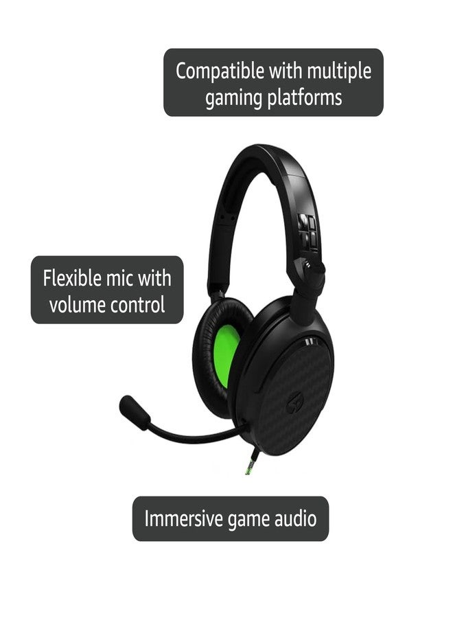 4Gamers C6-100 Black & Green Over Ear Gaming Headset Compatible with PS4/PS5, Xbox, Switch, PC with Flexible Mic, 3.5mm Jack, 1.5m Cable, Lightweight, Comfortable and Durable - Image 4