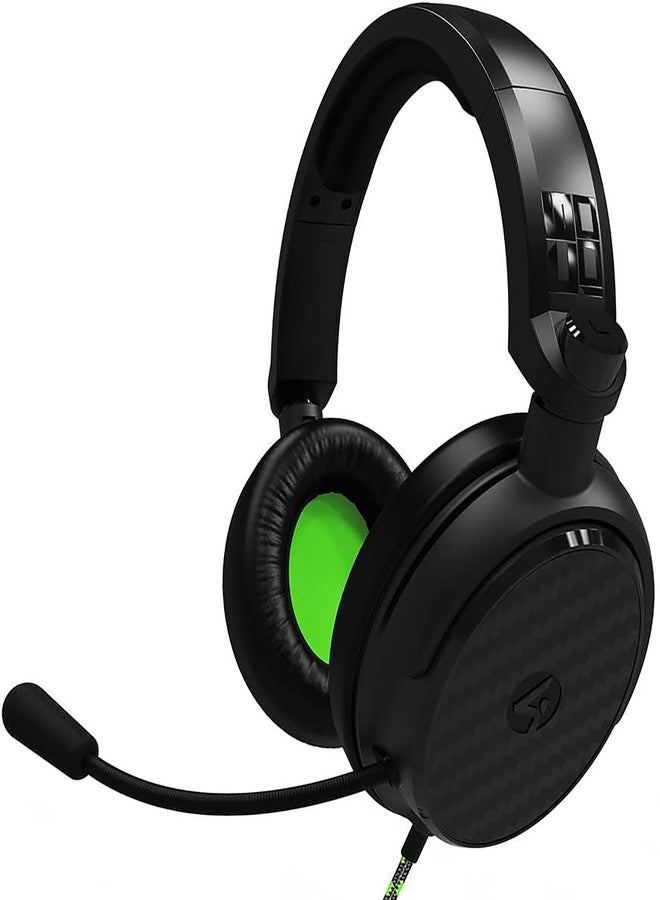 4Gamers C6-100 Black & Green Over Ear Gaming Headset Compatible with PS4/PS5, Xbox, Switch, PC with Flexible Mic, 3.5mm Jack, 1.5m Cable, Lightweight, Comfortable and Durable - Image 1
