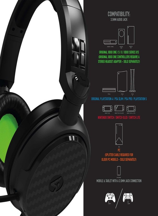 4Gamers C6-100 Black & Green Over Ear Gaming Headset Compatible with PS4/PS5, Xbox, Switch, PC with Flexible Mic, 3.5mm Jack, 1.5m Cable, Lightweight, Comfortable and Durable - Image 2