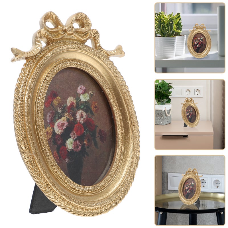 Vintage Resin Oval Wall-Mounted Small Picture Frame European Style Photo Holder - Image 2
