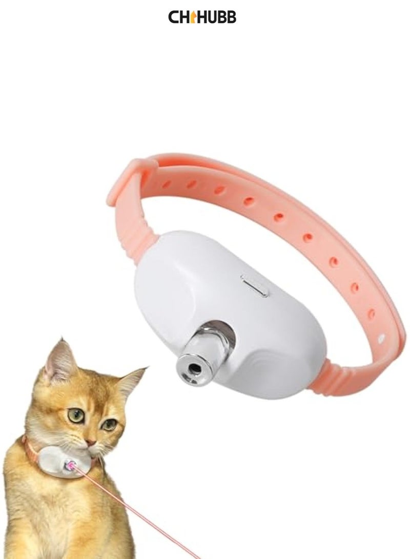 CHIHUBB LED Cat Collar Toy – USB Rechargeable Wearable Pet Toy with Automatic Light Movement, Hands-Free Indoor Play – Pink - Image 1