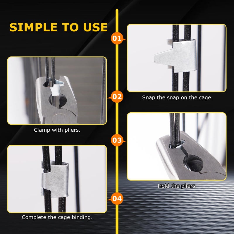 Junniu 600Pcs Wire Cage Clips with Hog Ring Pliers Fencing Pliers Snap-Ring Pliers Hog Wire Fence C Clip Pliers Wire Cage Fasten Clips Wire Clamp Tool for Bird Quail Rabbit Chicken Wire Cage - Image 3
