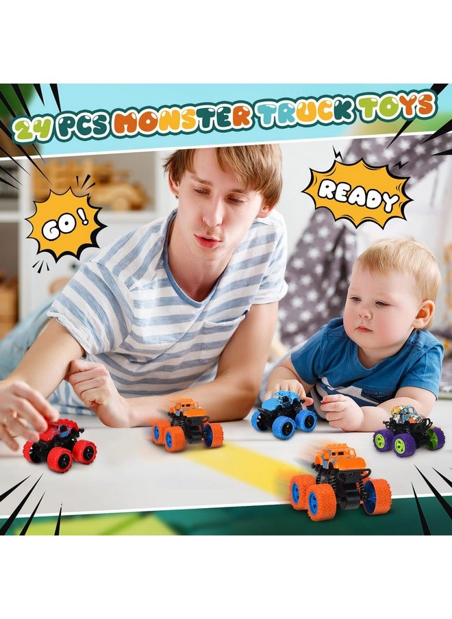Hungdao Hungdao 24 Pack Truck Toys Bulk for Girls Boys Mini Pull Back Truck Toy Push and Go Friction Powered Car for Kids Teens Stunts Toy Vehicles Playset for Birthday Gifts(Cool Style)  - Image 3