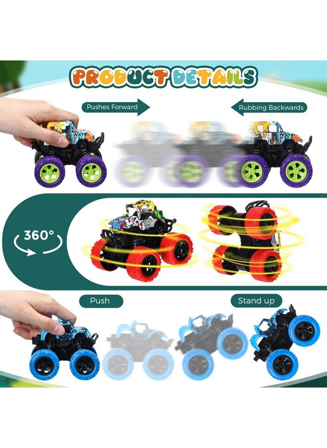 Hungdao Hungdao 24 Pack Truck Toys Bulk for Girls Boys Mini Pull Back Truck Toy Push and Go Friction Powered Car for Kids Teens Stunts Toy Vehicles Playset for Birthday Gifts(Cool Style)  - Image 4