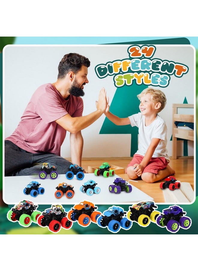 Hungdao Hungdao 24 Pack Truck Toys Bulk for Girls Boys Mini Pull Back Truck Toy Push and Go Friction Powered Car for Kids Teens Stunts Toy Vehicles Playset for Birthday Gifts(Cool Style)  - Image 5