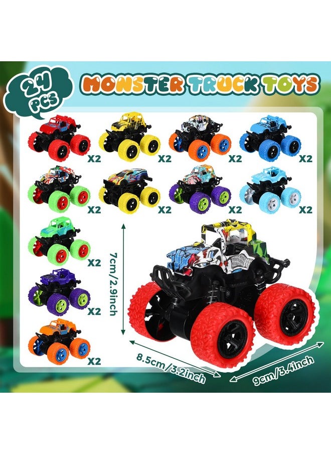 Hungdao Hungdao 24 Pack Truck Toys Bulk for Girls Boys Mini Pull Back Truck Toy Push and Go Friction Powered Car for Kids Teens Stunts Toy Vehicles Playset for Birthday Gifts(Cool Style)  - Image 2