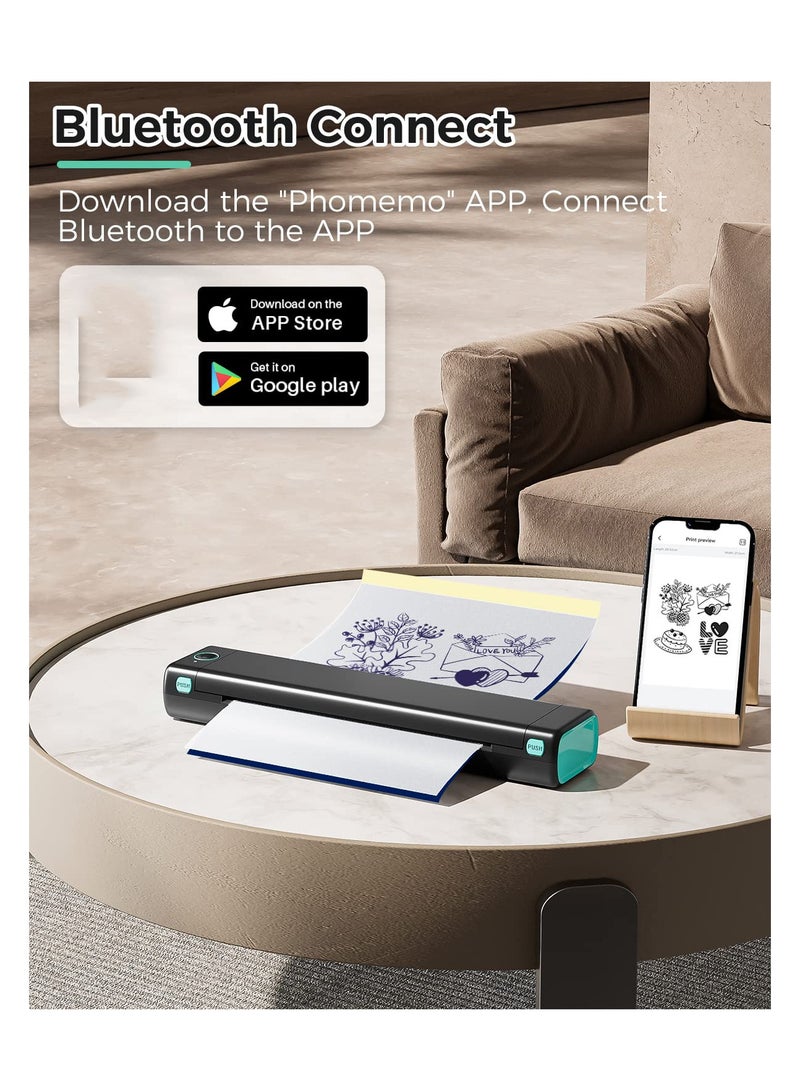 M08F-A4 Wireless Tattoo Stencil Printer Kit - Thermal Copier with 10 Free Transfer Papers, Bluetooth Inkless Printer for Tattoo Artists, Compatible with Phone & PC.  - Image 3