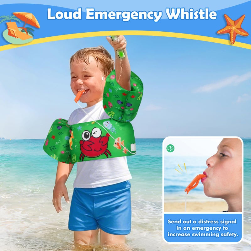 MoKo Swim Arm Band for Kids 20-50lbs, Clearance Toddler Swim Vest Cute Cartoon Swimming Wings Pool Floats Sleeve Children Water Sports Learning Swim Training Equipment, Green - Image 3