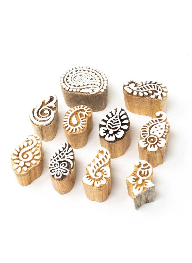 Hashcart Hashcart Wooden Stamp Block, Printing Stamp Design Set | Block for Printing Saree Border | Dresses, Craft Card Making, Scrapbook, Clay Pottery | Set of 10  - Image 1