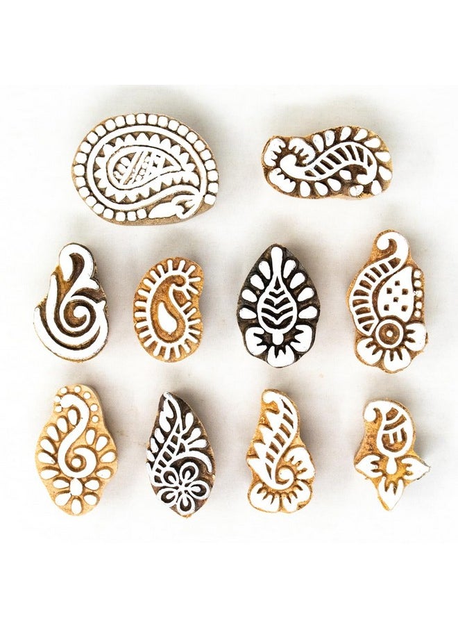 Hashcart Hashcart Wooden Stamp Block, Printing Stamp Design Set | Block for Printing Saree Border | Dresses, Craft Card Making, Scrapbook, Clay Pottery | Set of 10  - Image 2