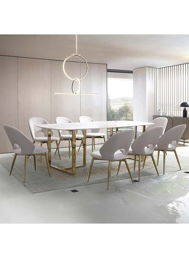 هوم بوكس طقم سفرة بسطح من الحجر الملبد 9 قطع و8 مقاعد من بيرل 110 × 75 × 238 سم - Image 1