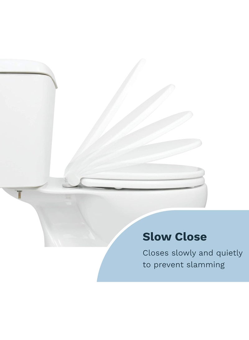 Round Comfort Fit Toilet Seat – Slow Close, Quick Release Hinges & Non-Slip Bumpers (White) - Image 2