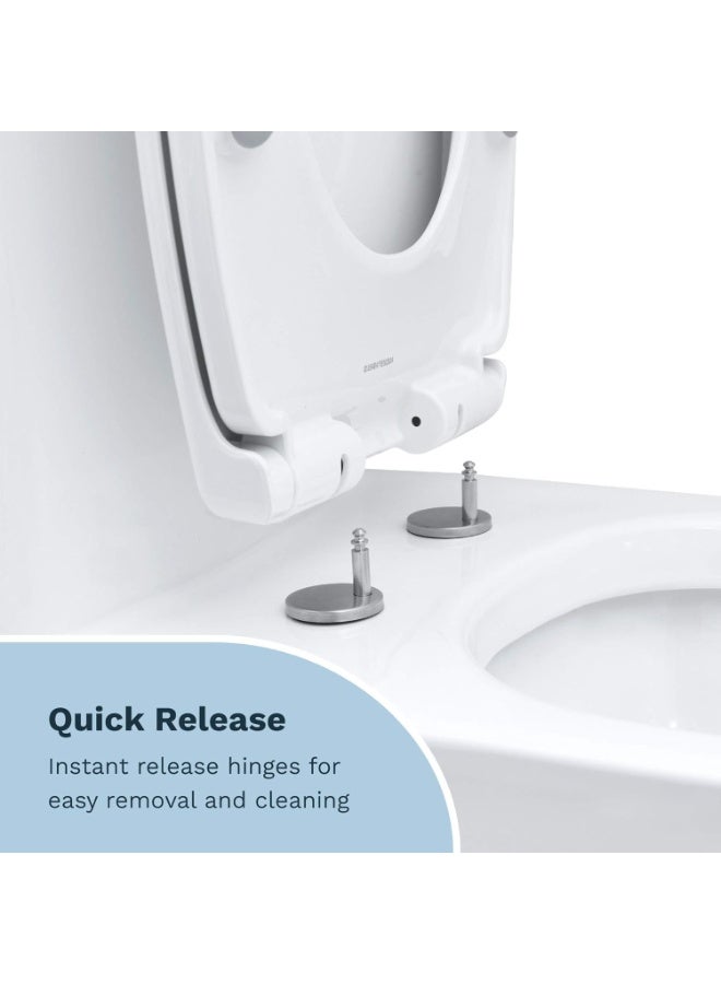 Round Comfort Fit Toilet Seat – Slow Close, Quick Release Hinges & Non-Slip Bumpers (White) - Image 5
