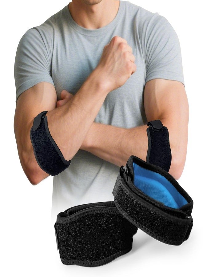 SPLASHGRIP Elbow Brace 2 Pack Men Women Golfers Tennis Pain Relief for Tendonitis Adjustable Elbow Strap with Compression Pad Black - Image 1