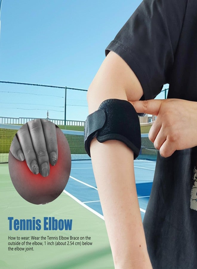 SPLASHGRIP Elbow Brace 2 Pack Men Women Golfers Tennis Pain Relief for Tendonitis Adjustable Elbow Strap with Compression Pad Black - Image 4