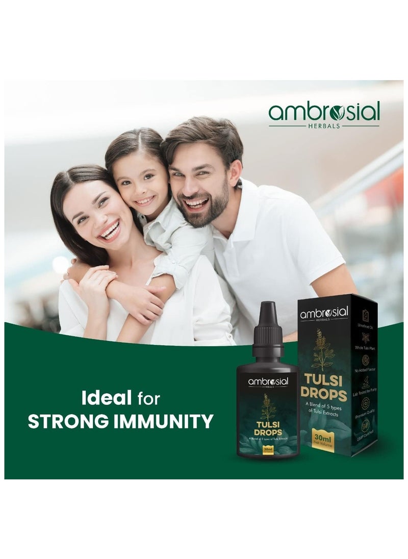 ambrosial - Tulsi Drops Concentrated Extract Of 5 Tulsi 30Ml- Pack Of 2-30Ml X2 - Image 1