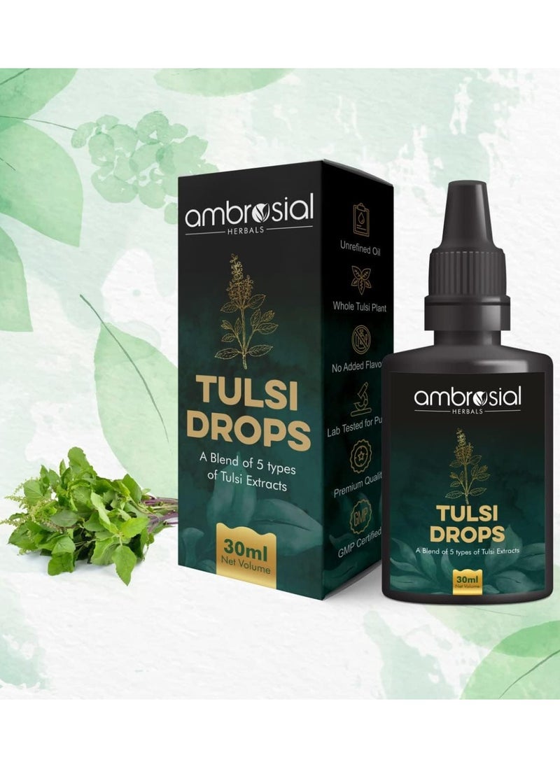 ambrosial - Tulsi Drops Concentrated Extract Of 5 Tulsi 30Ml- Pack Of 2-30Ml X2 - Image 1