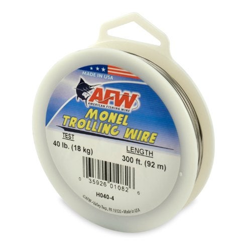 AFW American Fishing Wire Monel Trolling Wire (Single Strand), Bright Color, 40 Pound Test, 300-Feet - Image 1