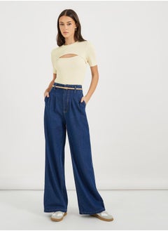 Styli Cut-Out Detail Fitted T-Shirt  - Image 2