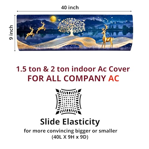 Da Anushi Printed Split Ac Cover Indoor Unit For 1.5 Ton Capacity AC, Inner Unit Ac Cover, All Weather Cover/Attractive Digital Prints/Dustproof/Silken water-resistant Split Ac Cover (Gold Deer) - Image 3