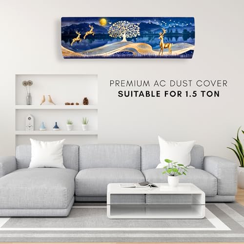 Da Anushi Printed Split Ac Cover Indoor Unit For 1.5 Ton Capacity AC, Inner Unit Ac Cover, All Weather Cover/Attractive Digital Prints/Dustproof/Silken water-resistant Split Ac Cover (Gold Deer) - Image 4