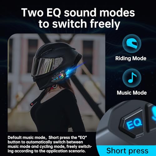 Khptop Motorcycle Bluetooth Helmet Headset Motorcycle Helmet Speakers Automatic Answer Music Control Earphone,120 Hours Playing time High Sound Quality System 1000mAh Suitable All Helmets - Image 2