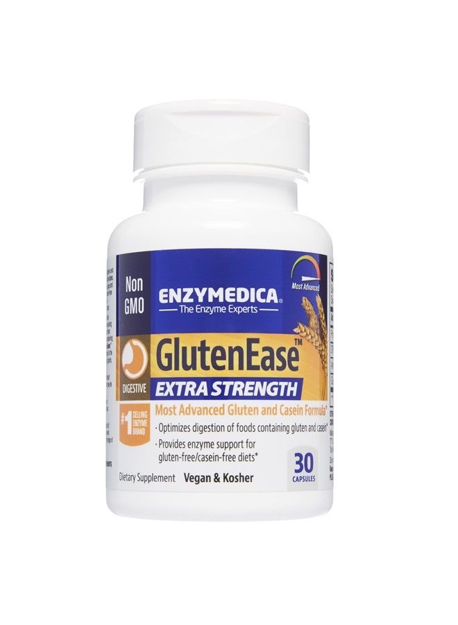 ENZYMEDICA , GlutenEase Extra Strength, Digestive Aid for Gluten and Casein Digestion, Vegan, Non-GMO, 30 capsules (30 servings)  - Image 1