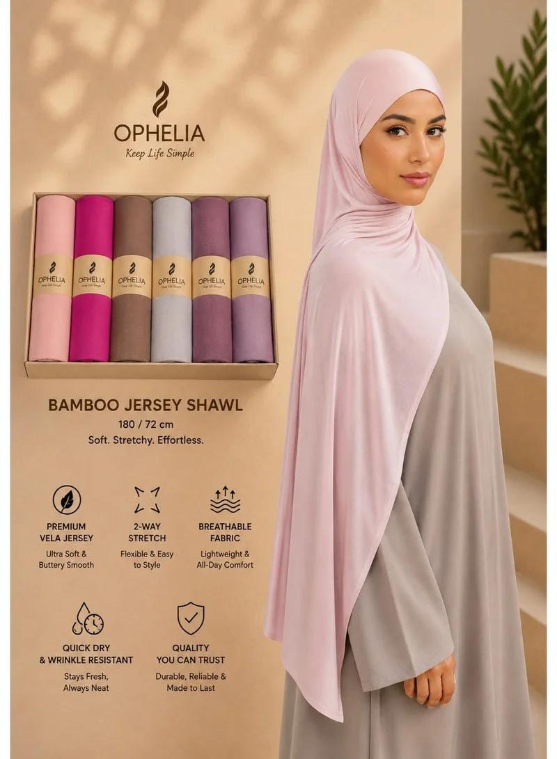 Ophelia Vela Jersey Hijab Set of 6 Assorted Color– Soft, Stretchy & Everyday