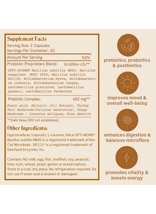 Solluna by Kimberly Snyder - Feel Good Sbo Probiotics Soil Based Organisms (Sbos) With Prebiotics And Postbiotics Humic Acid Shilajit Chaga & Turkey Tail Mushroom - Image 1