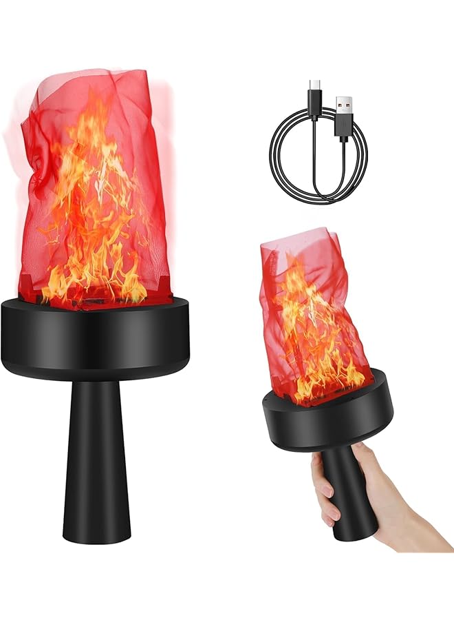 Green Tiger USB Rechargeable 3D Fake Simulated Flame Lamp, Flameless Candles Realistic Electric Flame Light, Portable Campfire Lantern for Party Home, Stage Simulated Flame Holding Torch Light in Hand - Image 1