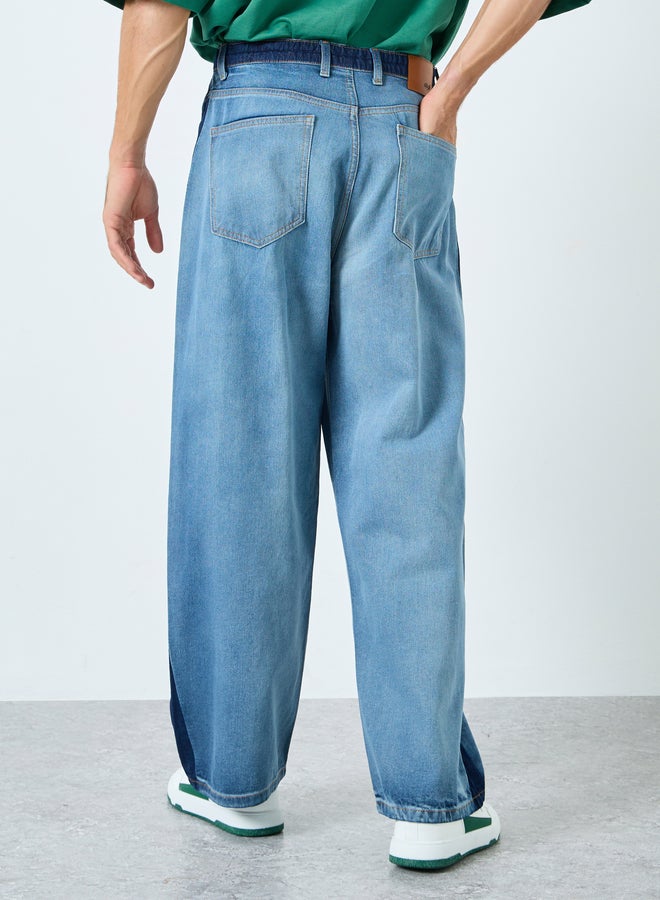 ستايلي بنطال جينز باجي بتفاصيل شريط مُتباين - Image 4